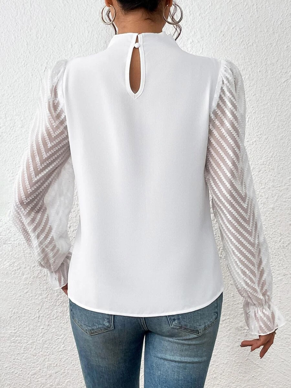 Mock Neck Flounce Sleeve Blouse – Trendsi | ClozArt