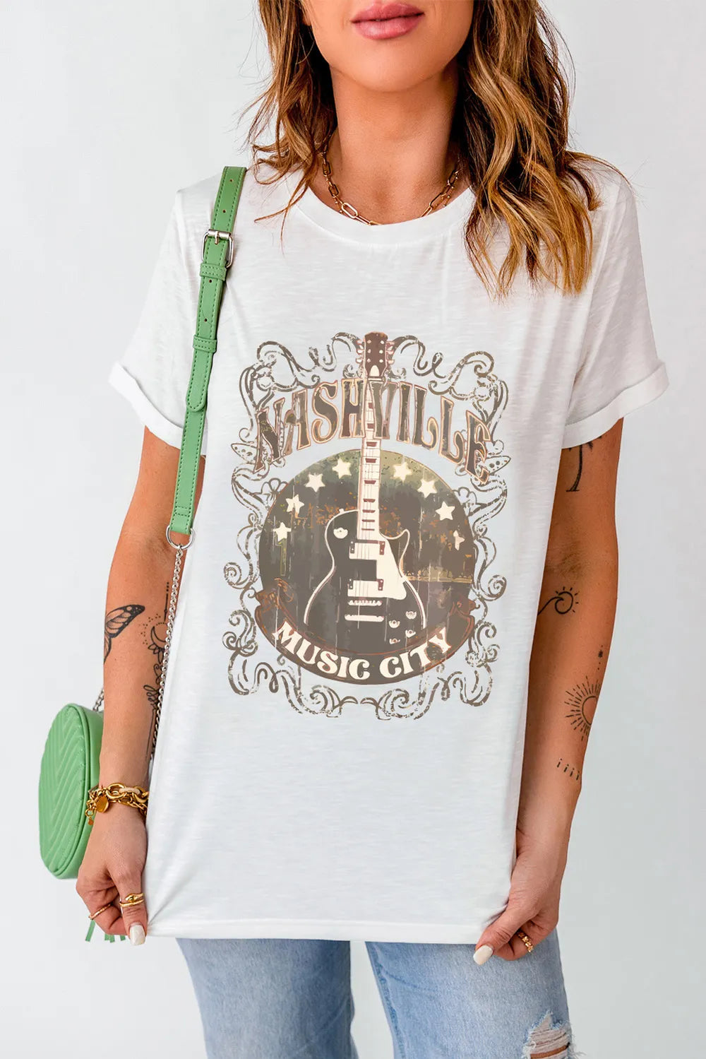 Guitar Graphic Round Neck Short Sleeve T-Shirt – Trendsi | ClozArt