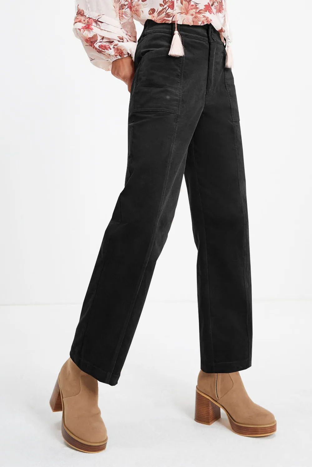 Half Elastic Waist Straight Pants – Trendsi | ClozArt