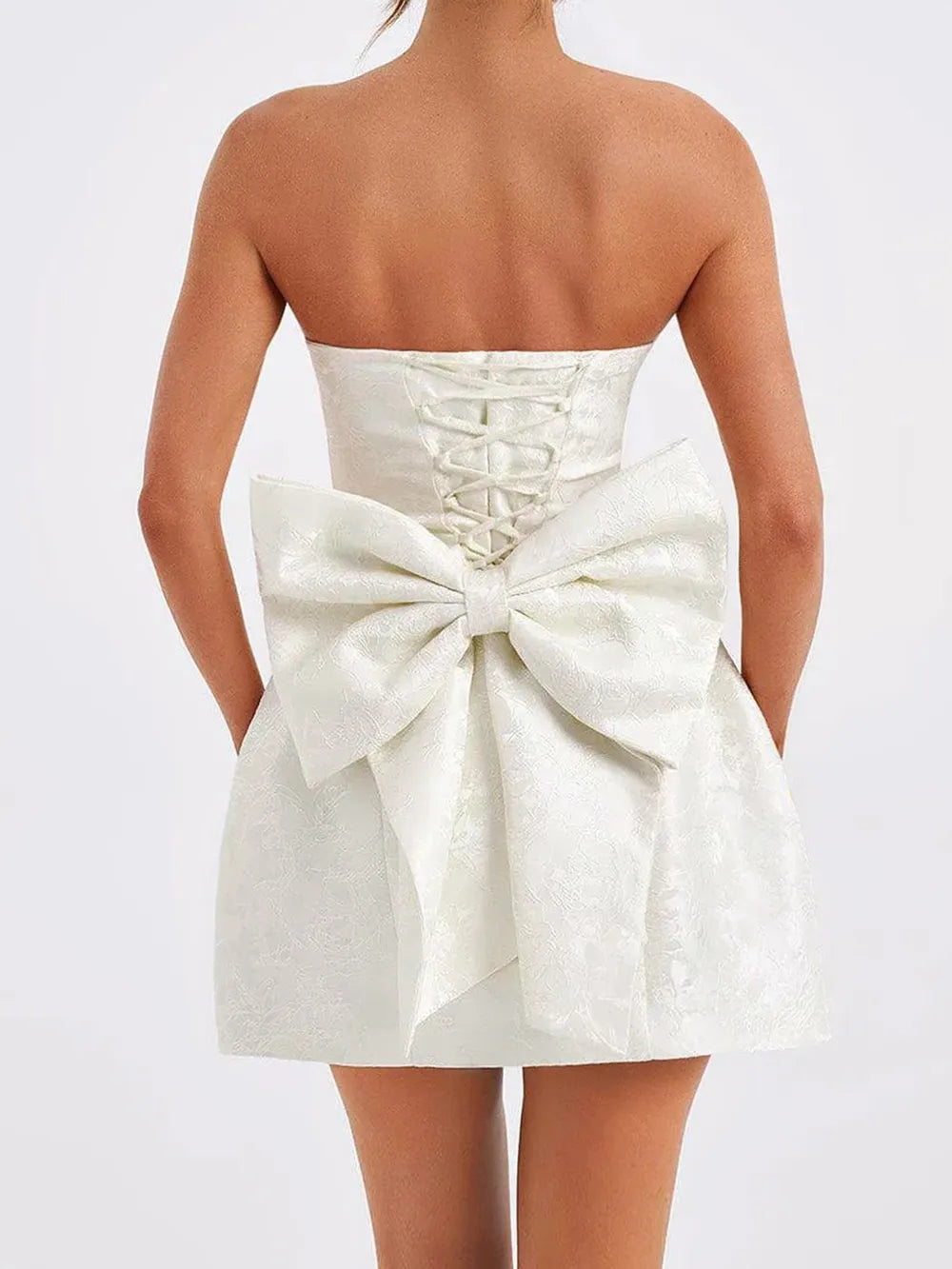 Lace-Up Sleeveless Satin Mini Dress with Bow – Trendsi | ClozArt