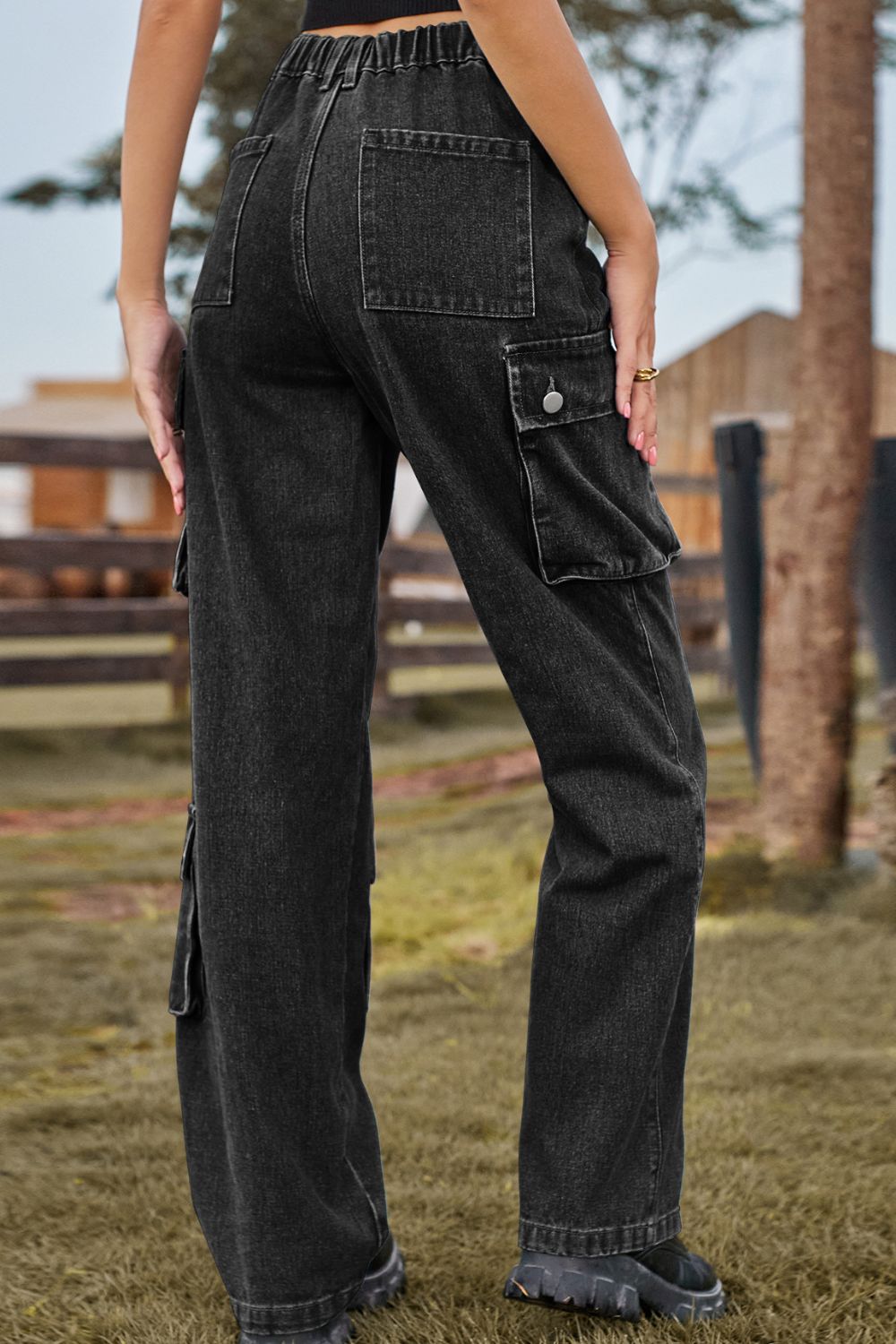 Loose Fit Long Jeans with Pockets – Trendsi | ClozArt