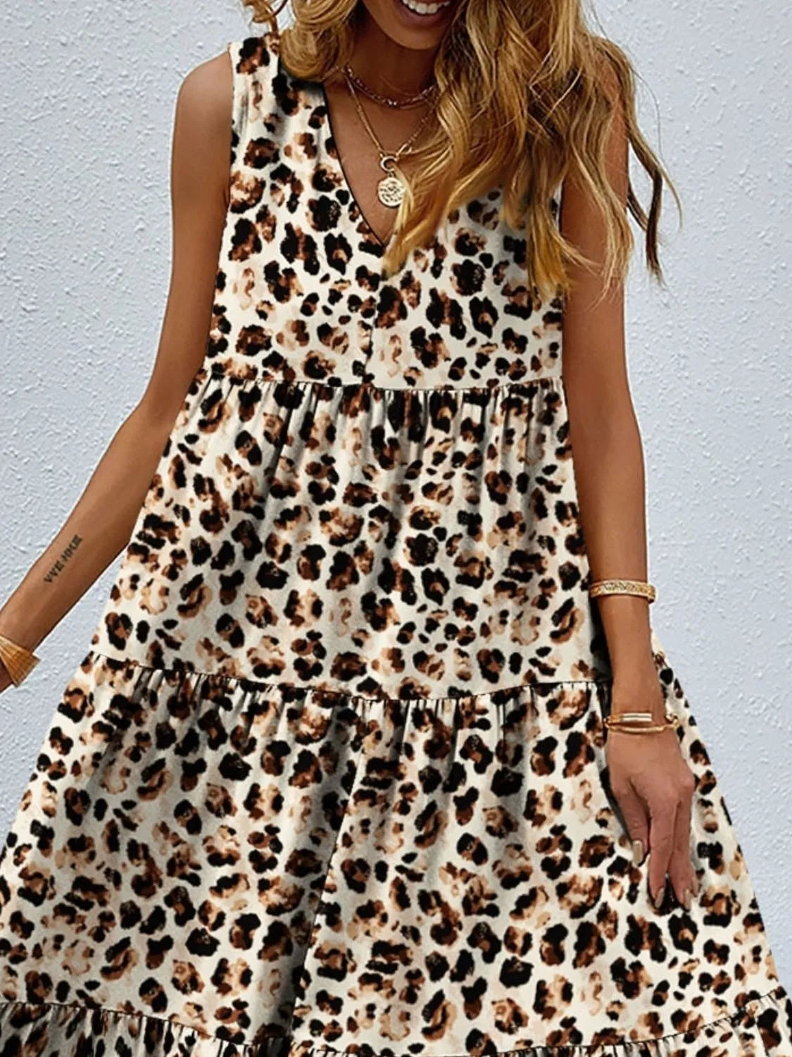 Printed V-Neck Tiered Maxi Tank Dress – Trendsi | ClozArt