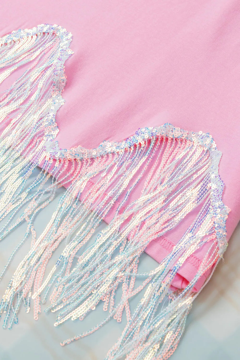 MAMA Sequin Fringe Round Neck T-Shirt – Trendsi | ClozArt