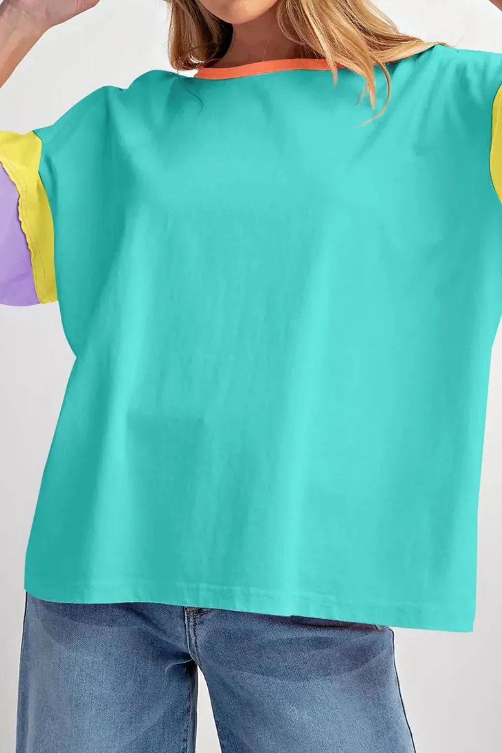 Color Block Round Neck Half Sleeve T-Shirt – Trendsi | ClozArt