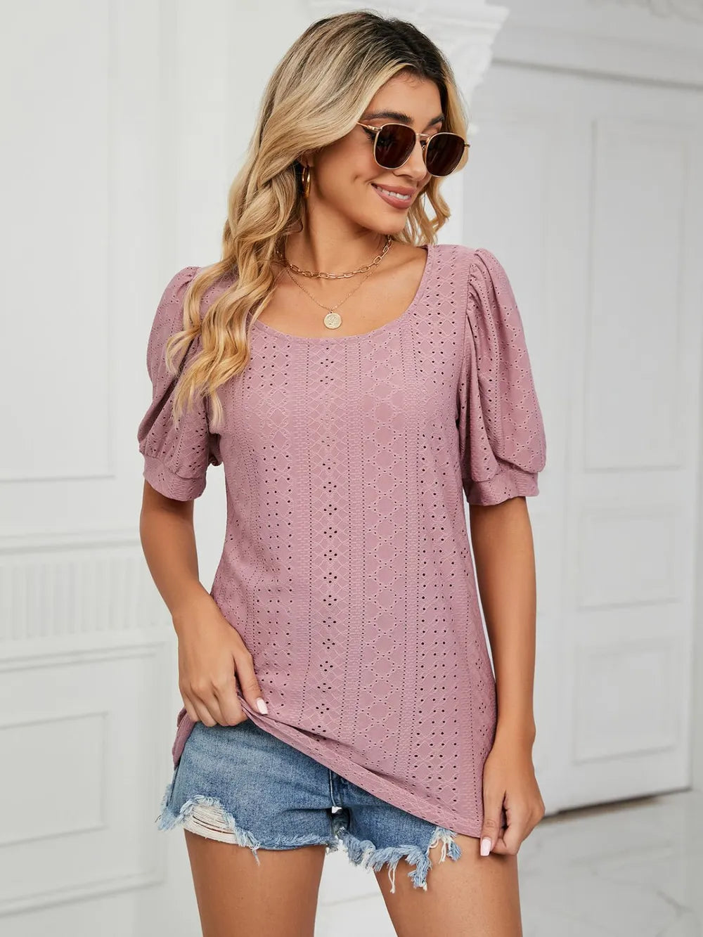 Ruched Notched Long Sleeve T-Shirt – Trendsi | ClozArt