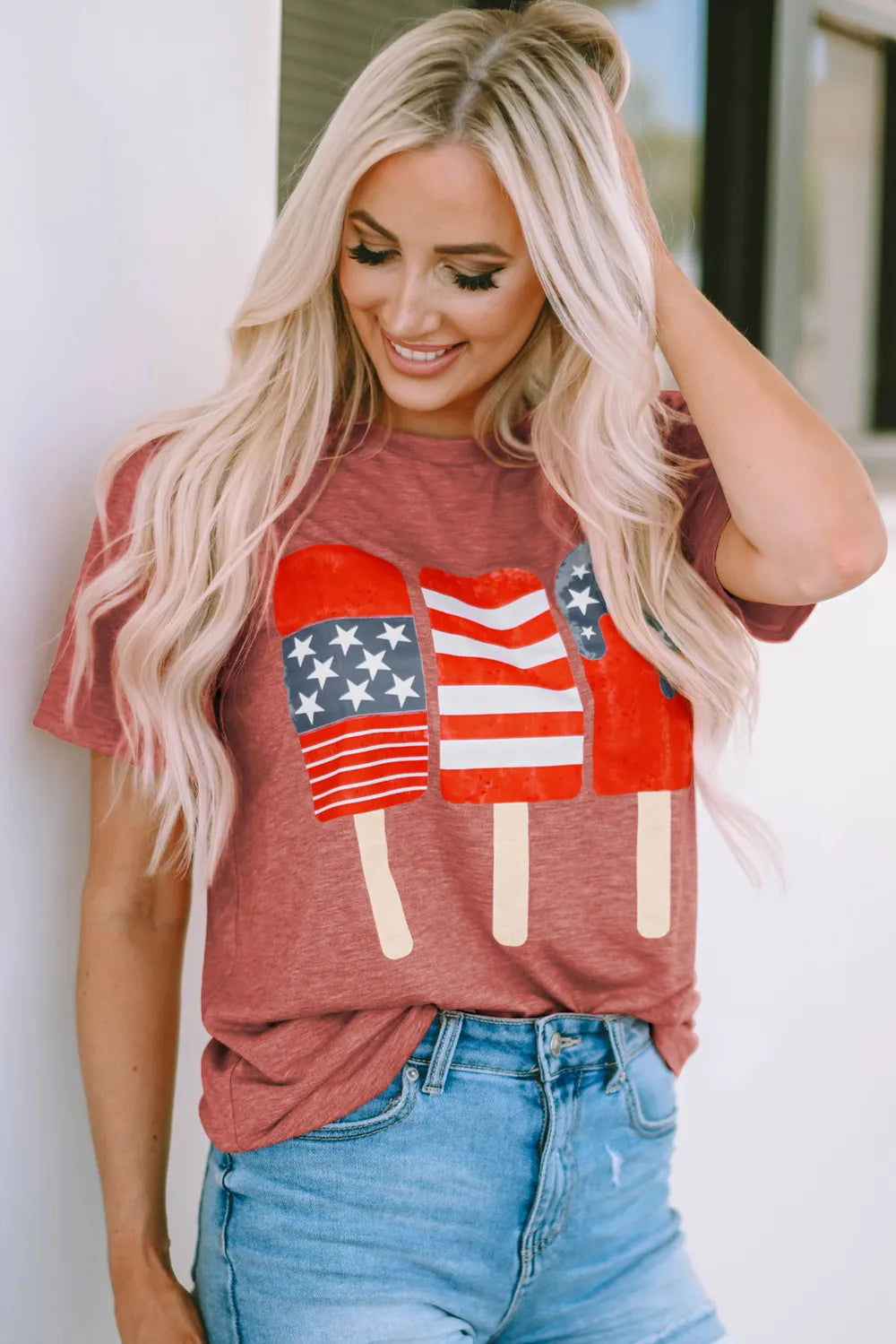 US Flag Round Neck Short Sleeve T-Shirt – Trendsi | ClozArt