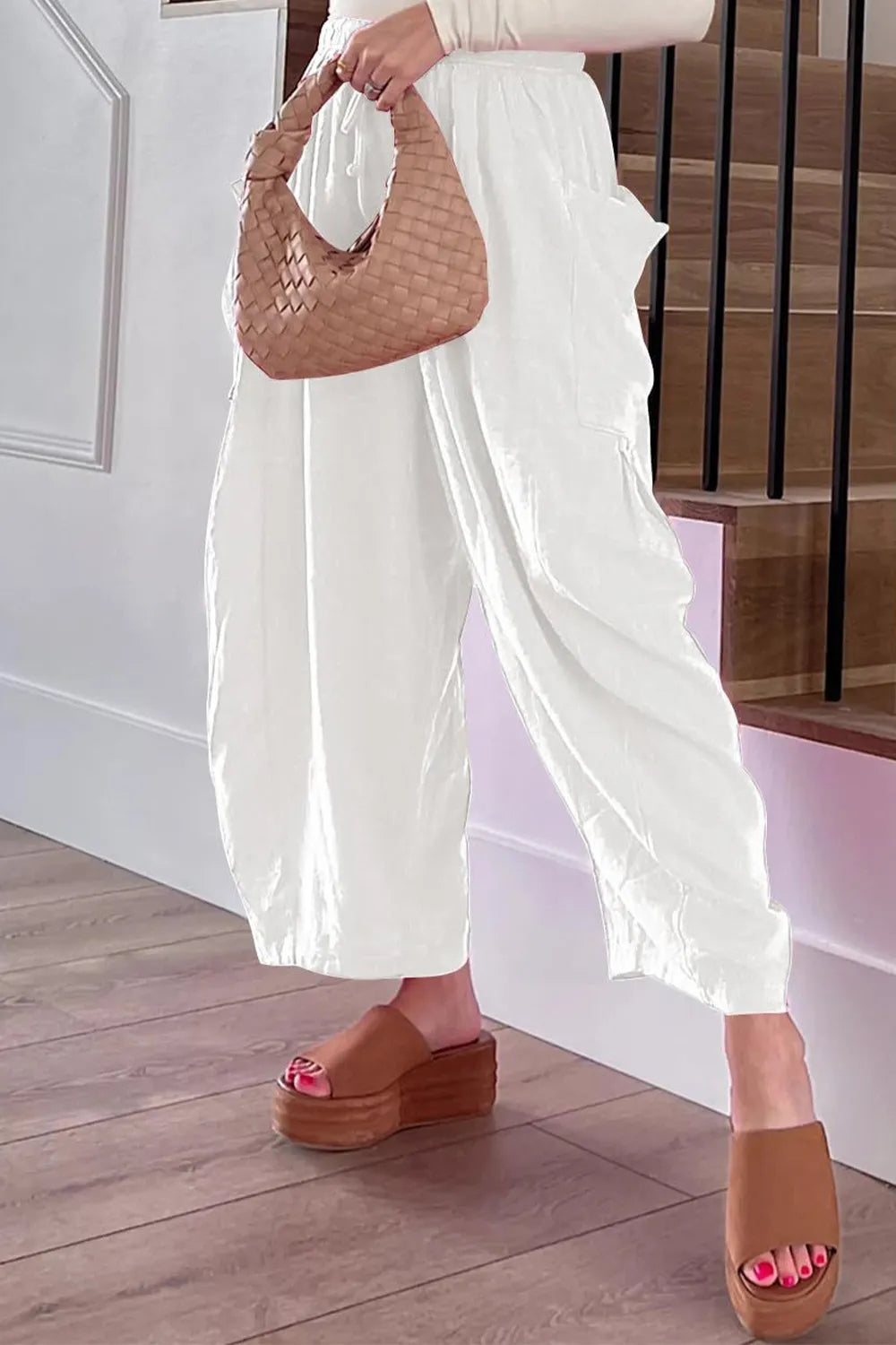 Full Size Pocketed Drawstring Wide Leg Pants – Trendsi | ClozArt