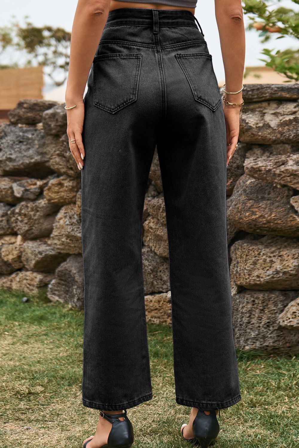 High Waist Loose Fit Ankle Slit Jeans – Trendsi | ClozArt