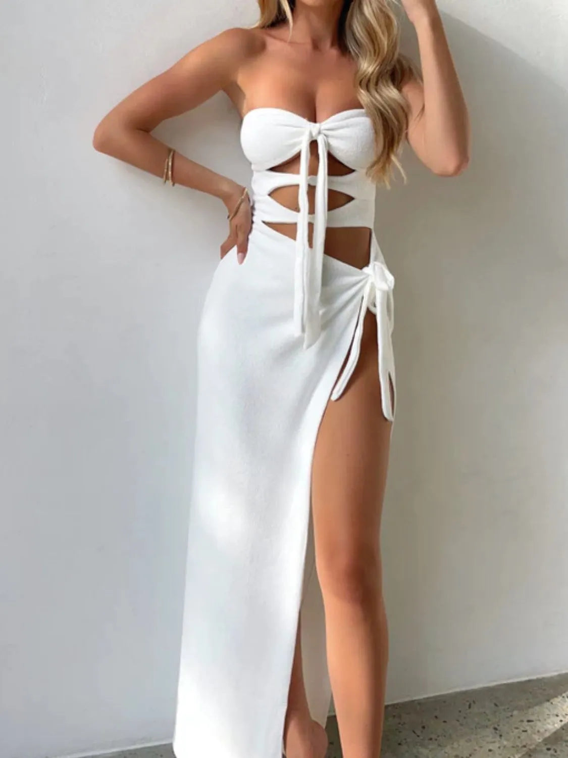 Cutout Split Sweetheart Neck Tube Dress – Trendsi | ClozArt