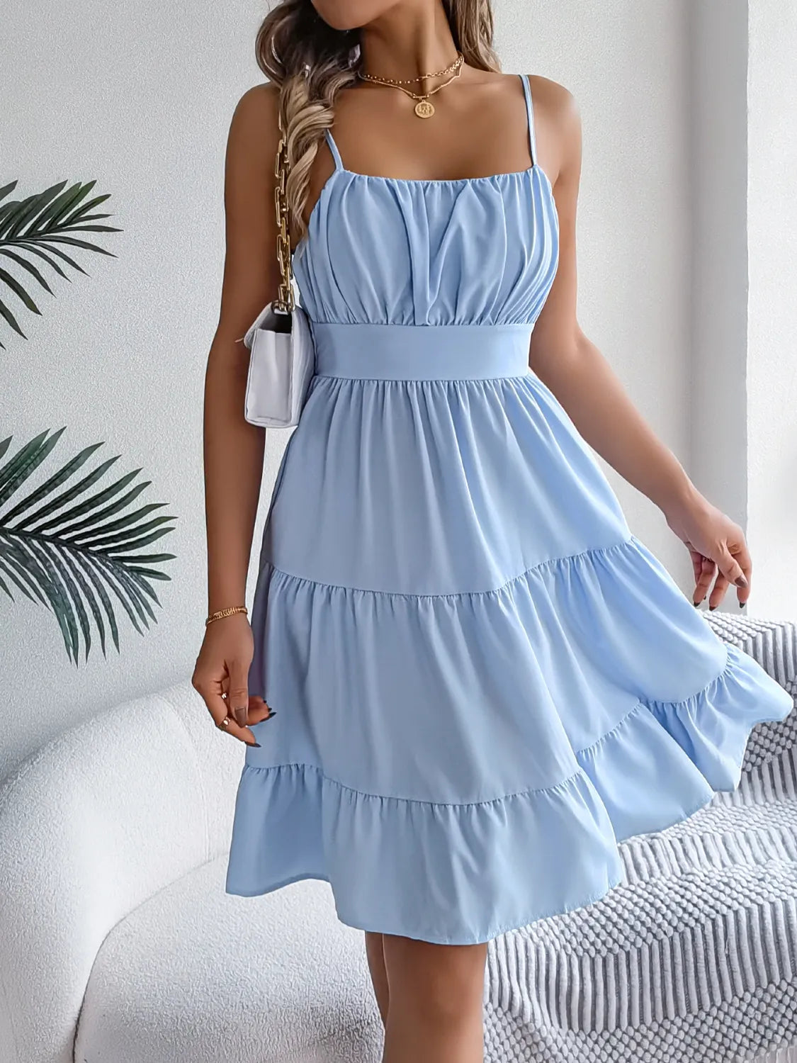 Smocked Back Tiered Cami Dress – Trendsi | ClozArt