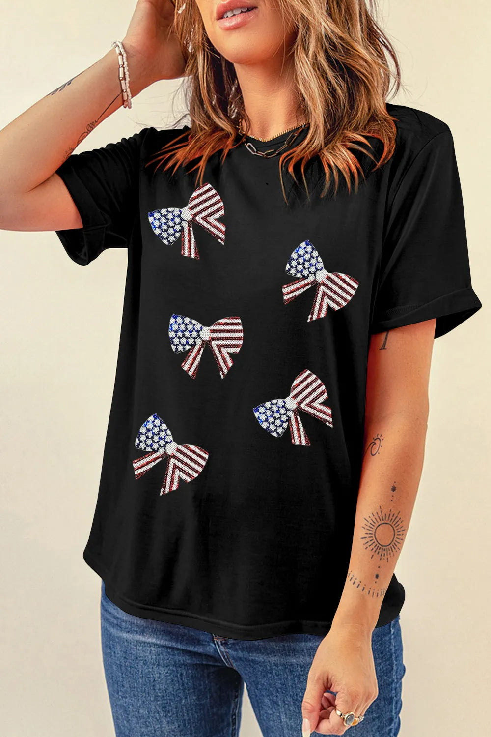 US Flag Round Neck Short Sleeve T-Shirt – Trendsi | ClozArt