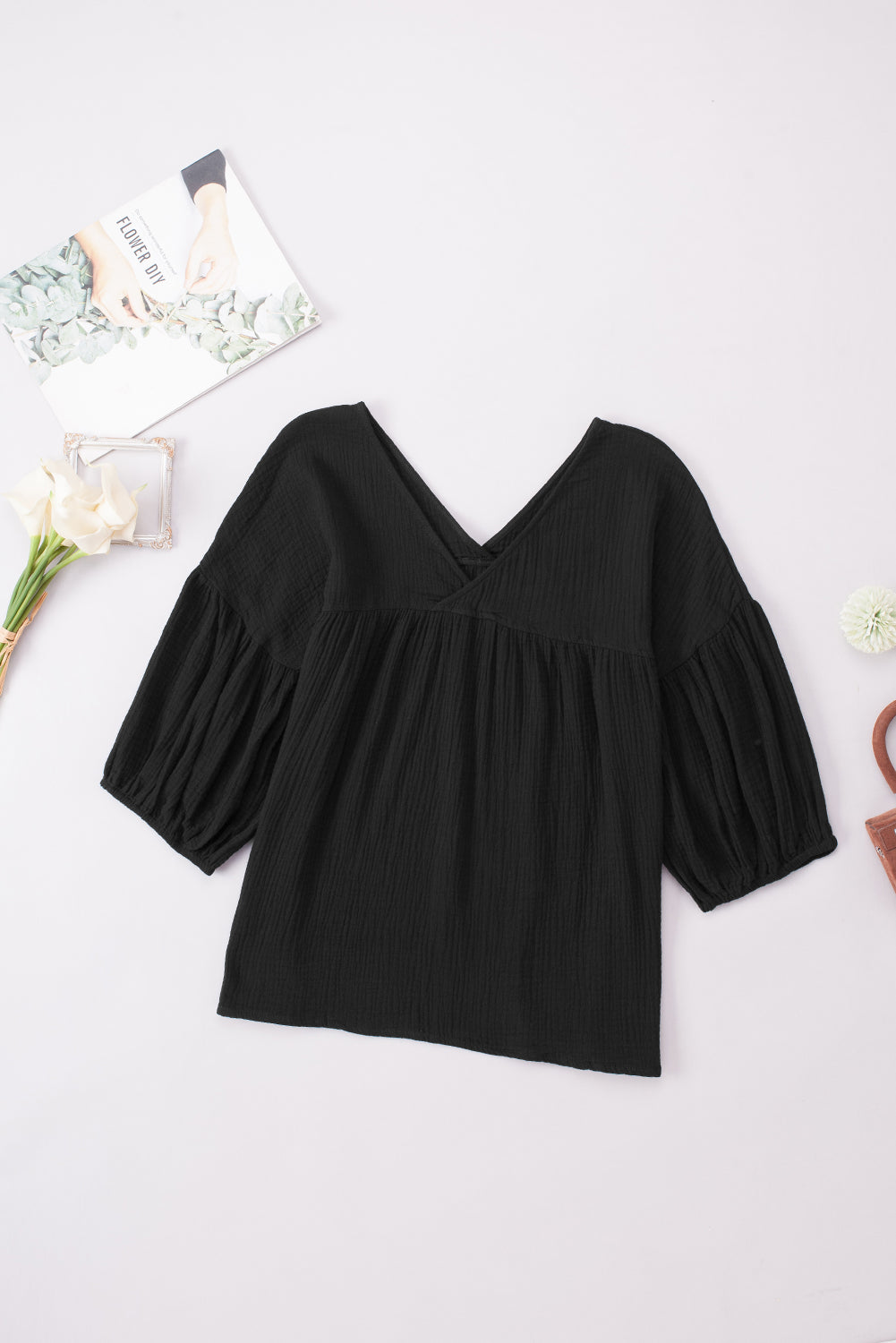 Dropped Shoulder V-Neck Blouse – Trendsi | ClozArt