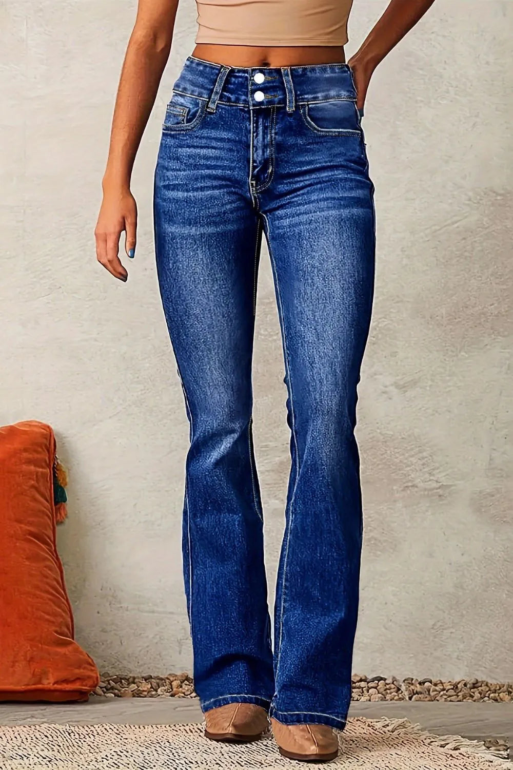 Cat Whisker Washed Bootcut Jeans – Trendsi | ClozArt