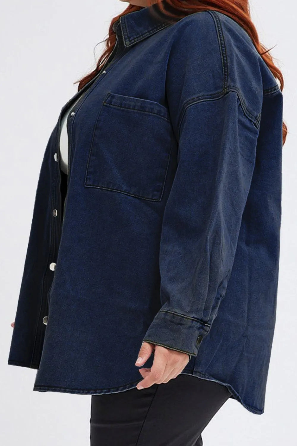 Plus Size Snap Down Pocketed Denim Jacket – Trendsi | ClozArt