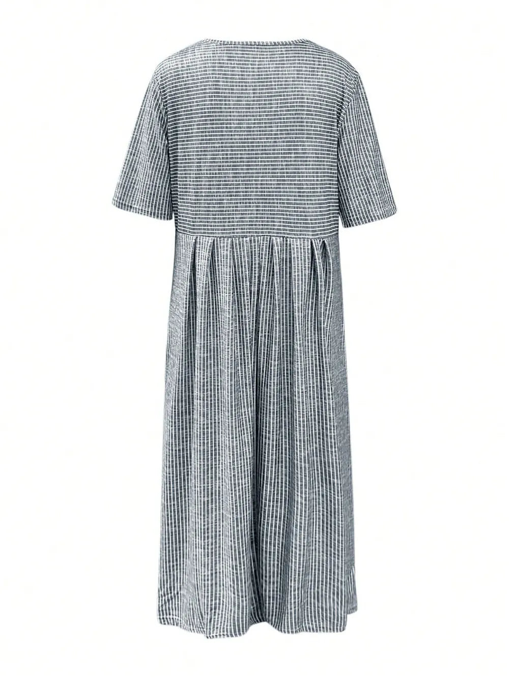 Striped Round Neck Short Sleeve Midi Dress – Trendsi | ClozArt