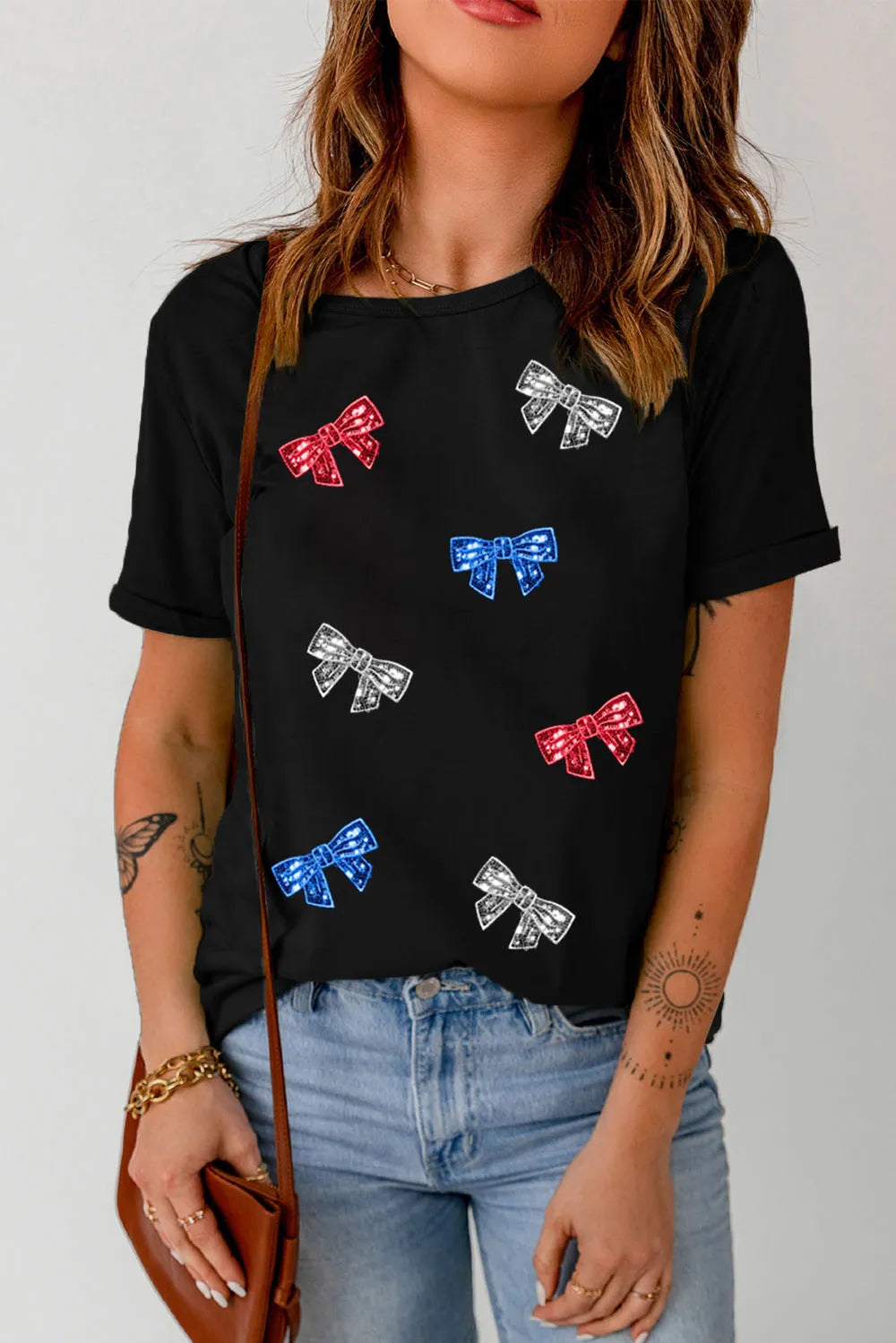 Bow Round Neck Short Sleeve T-Shirt – Trendsi | ClozArt