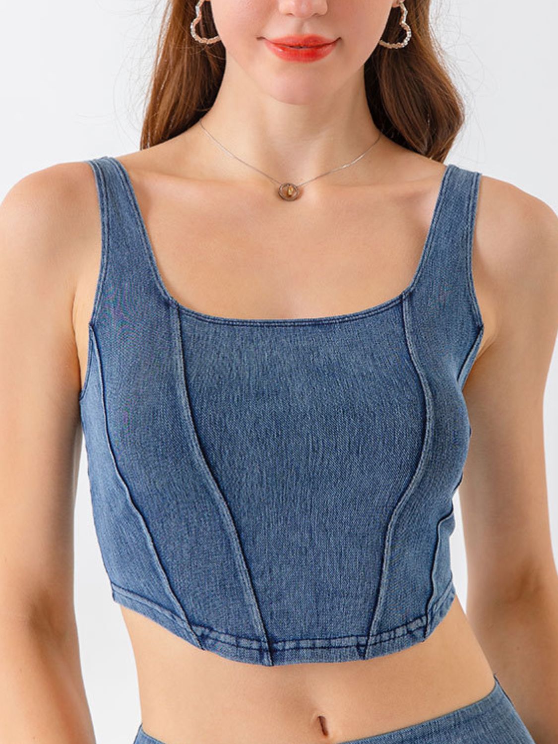Seam Detail Cropped Denim Tank – Trendsi | ClozArt