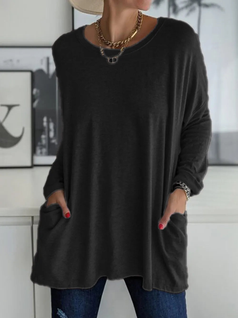 Full Size Round Neck Long Sleeve T-Shirt – Trendsi | ClozArt
