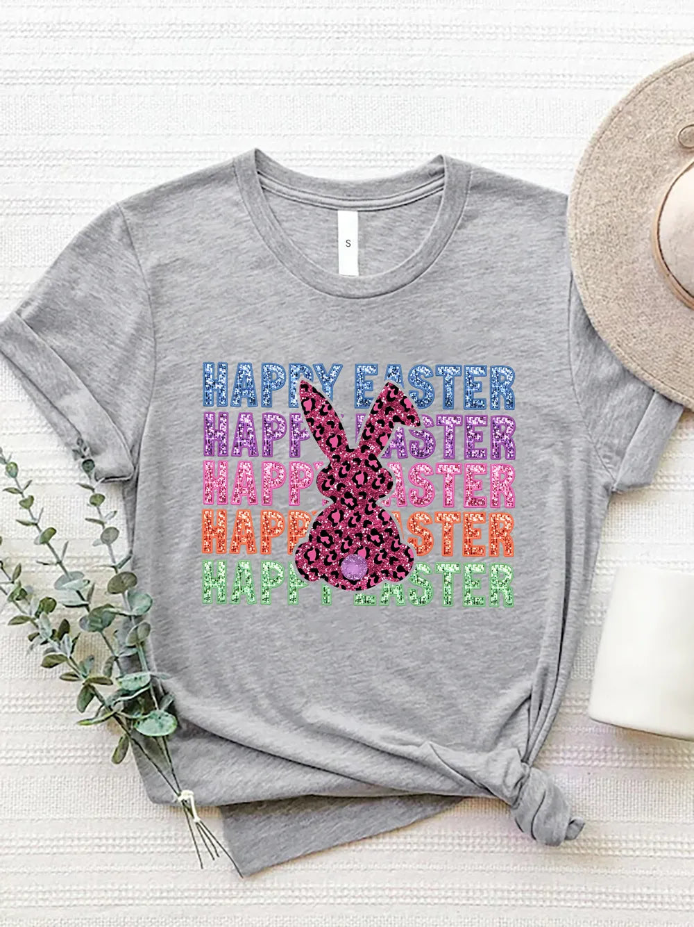 HAPPY EASTER Round Neck Short Sleeve T-Shirt – Trendsi | ClozArt
