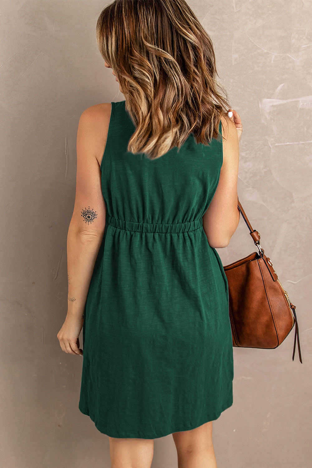 Sleeveless Button Down Mini Magic Dress – Trendsi | ClozArt