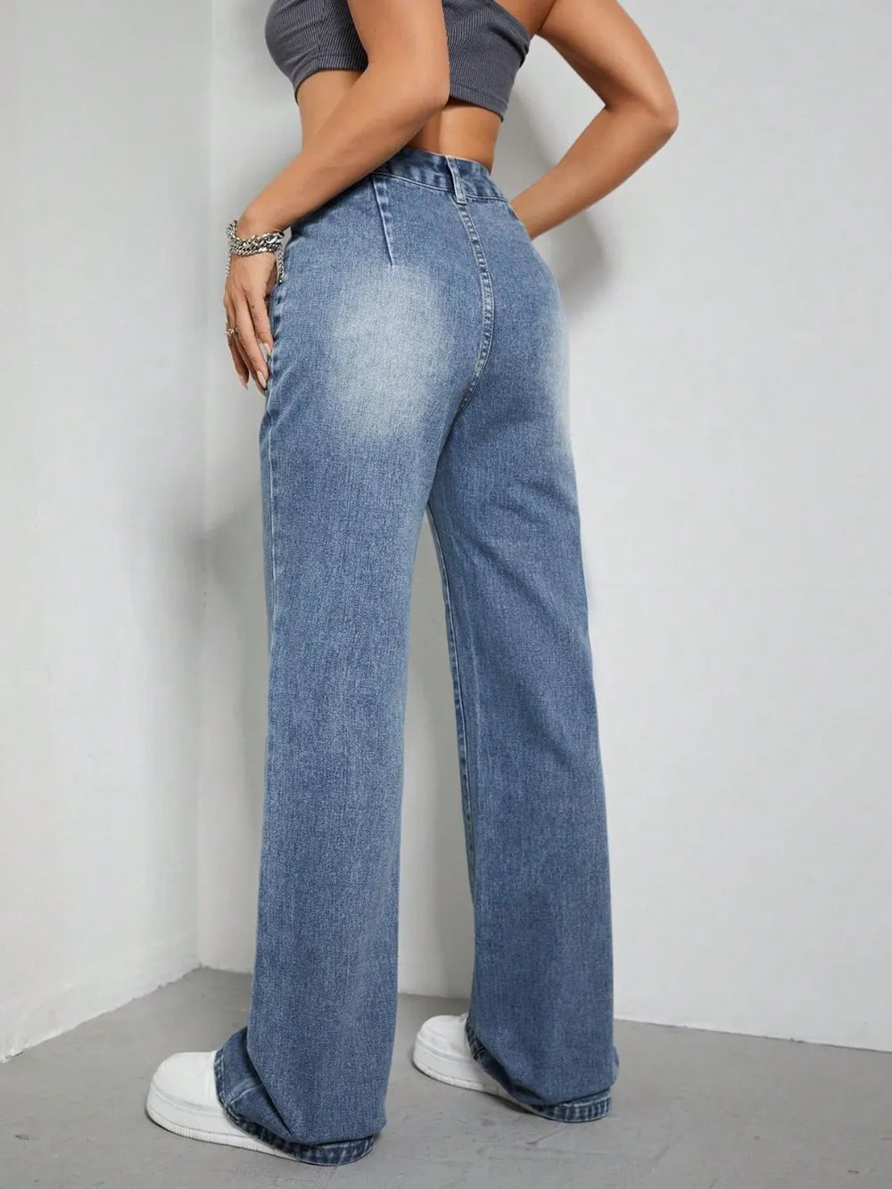 High Rise Wide Leg Jeans with Pockets – Trendsi | ClozArt