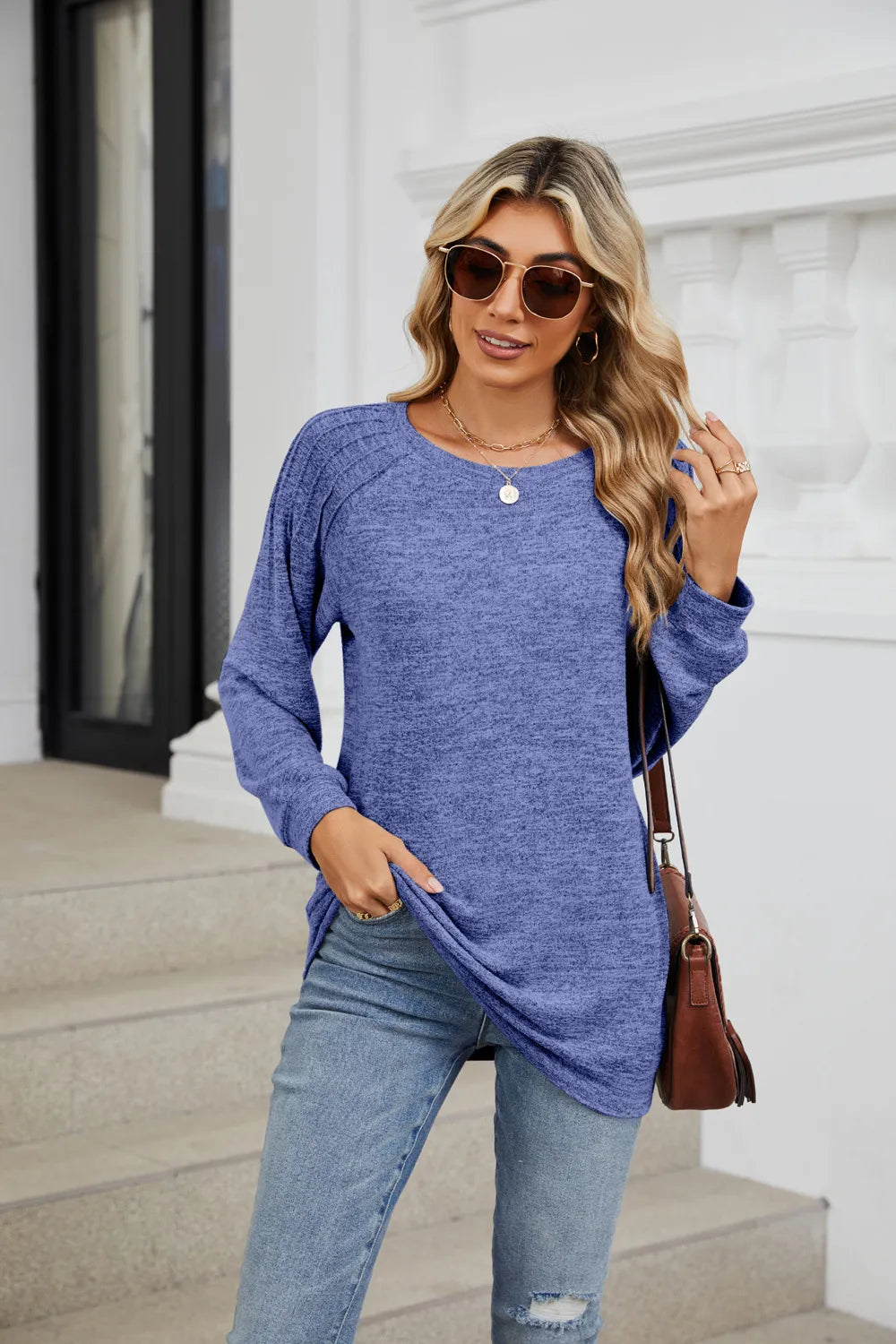 Round Neck Long Sleeve T-Shirt – Trendsi | ClozArt