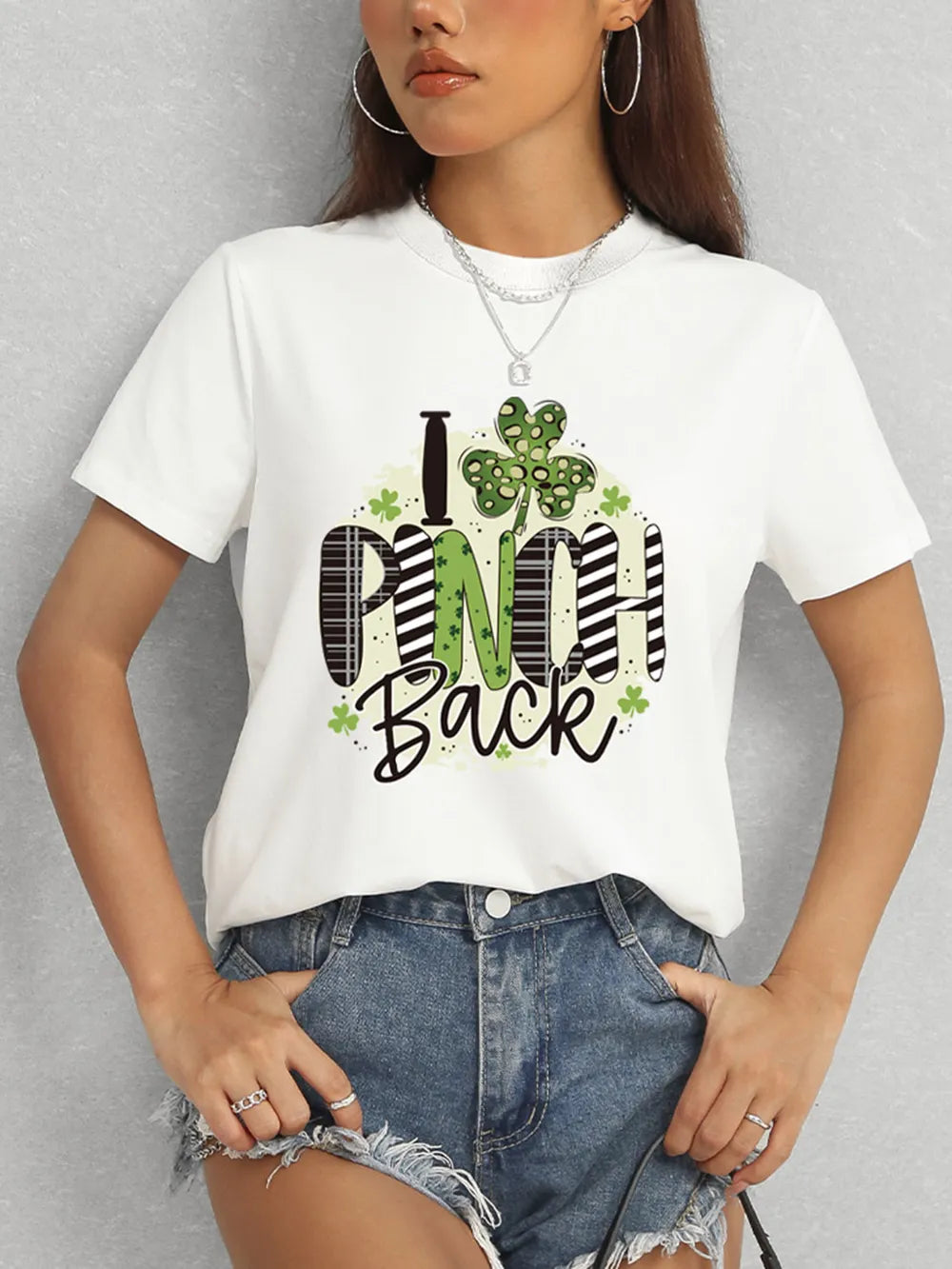 I PINCH BACK Round Neck Short Sleeve T-Shirt – Trendsi | ClozArt