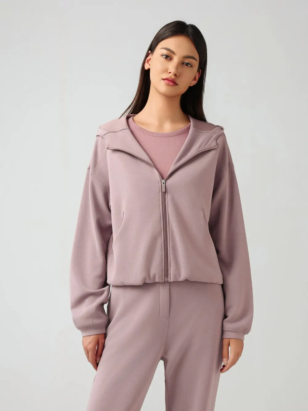 Millennia Zip Up Dropped Shouder Active Hooded – Trendsi | ClozArt
