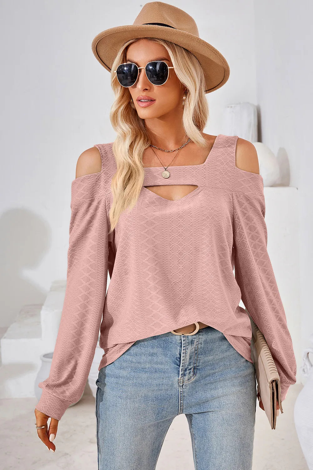 Cutout Square Neck Cold Shoulder T-Shirt – Trendsi | ClozArt