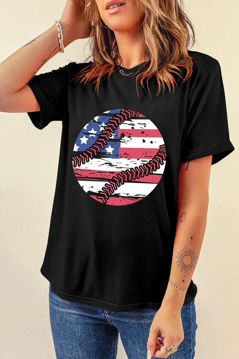 US Flag Round Neck Short Sleeve T-Shirt – Trendsi | ClozArt