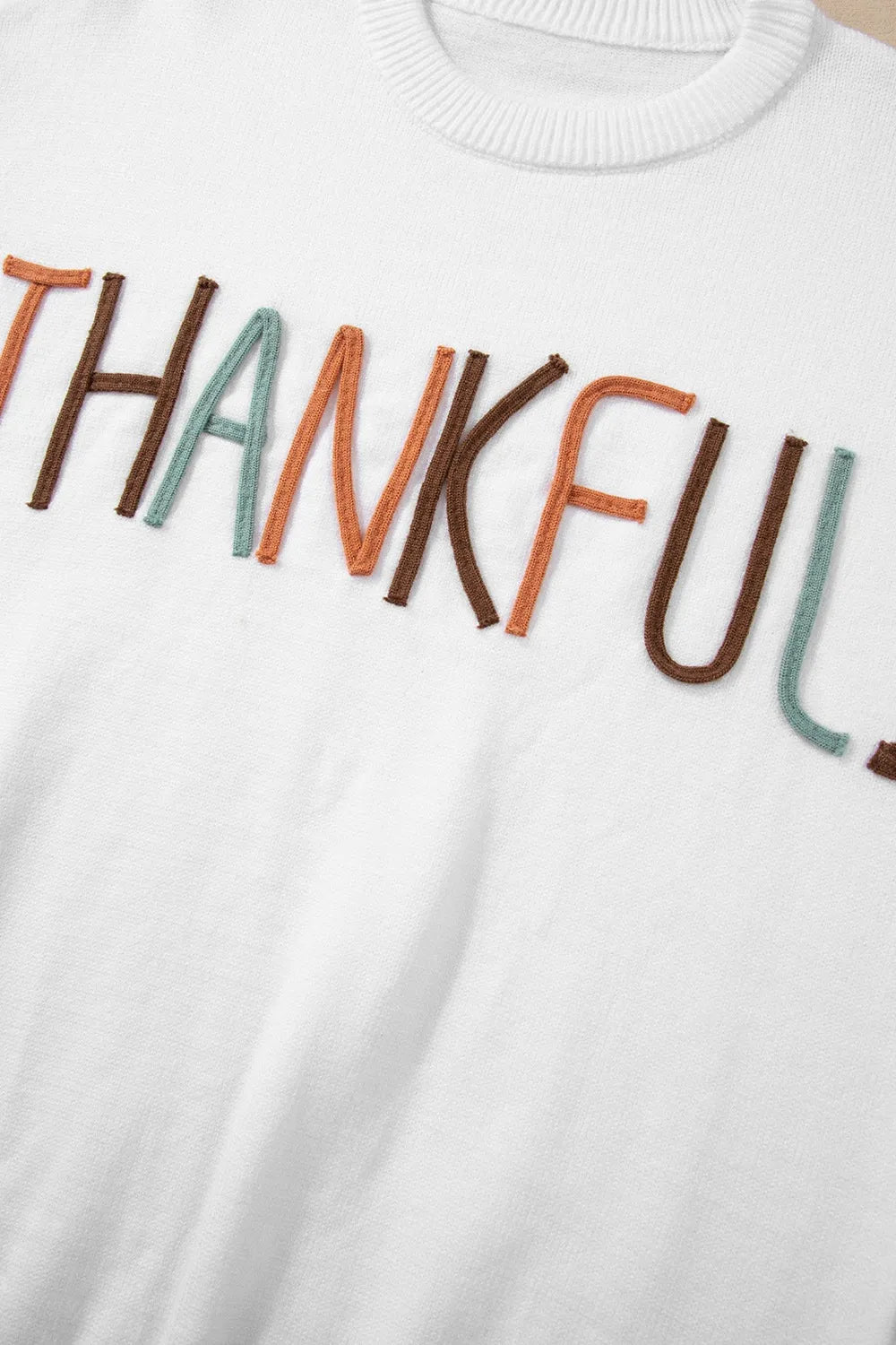 THANKFUL Round Neck Drop Shoulder Sweater – Trendsi | ClozArt