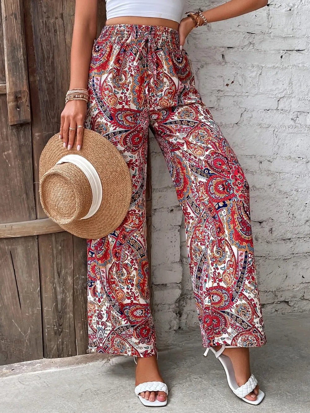 Printed Wide Leg Pants – Trendsi | ClozArt