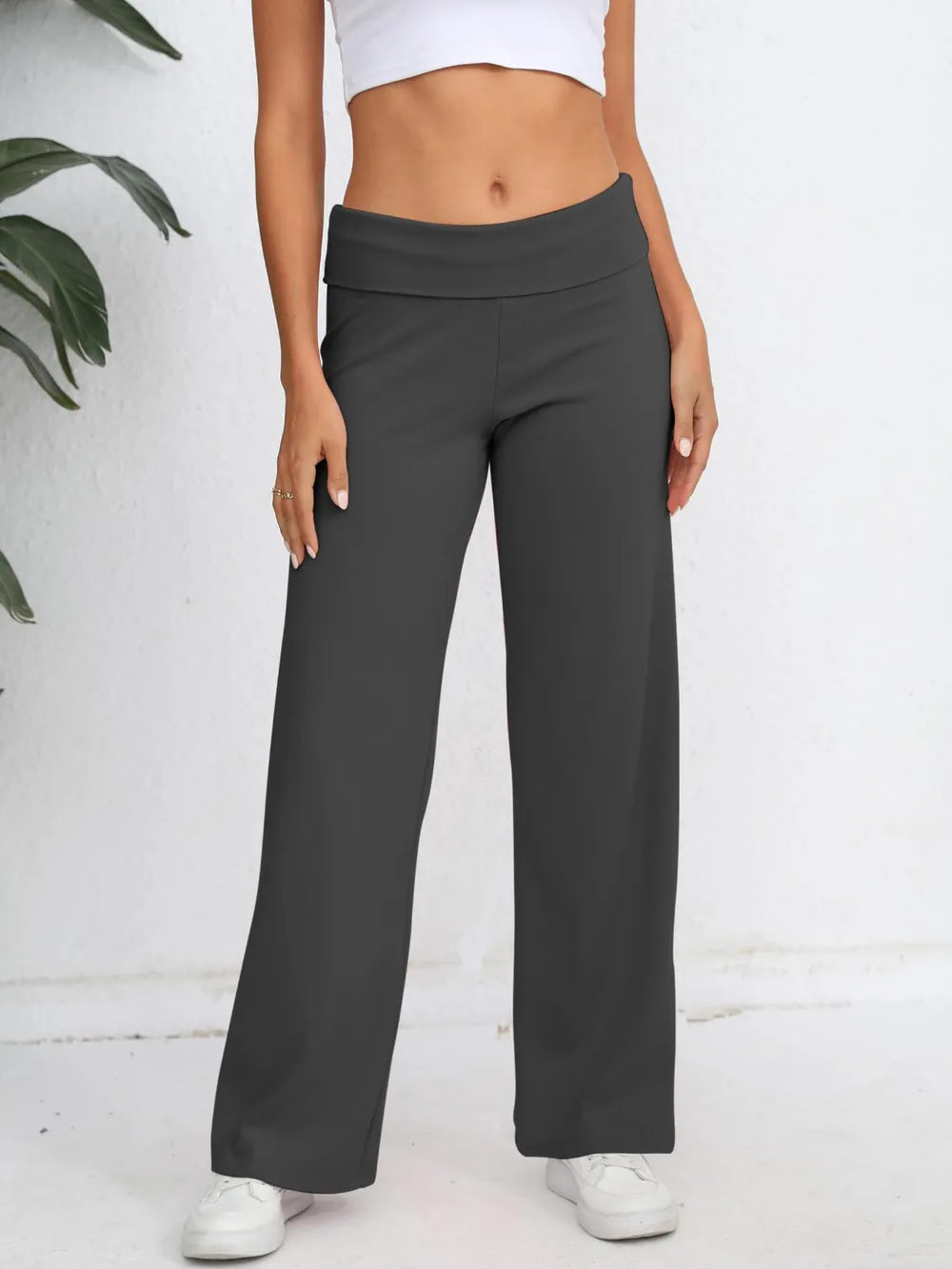 Elastic Waist Wide Leg Pants – Trendsi | ClozArt