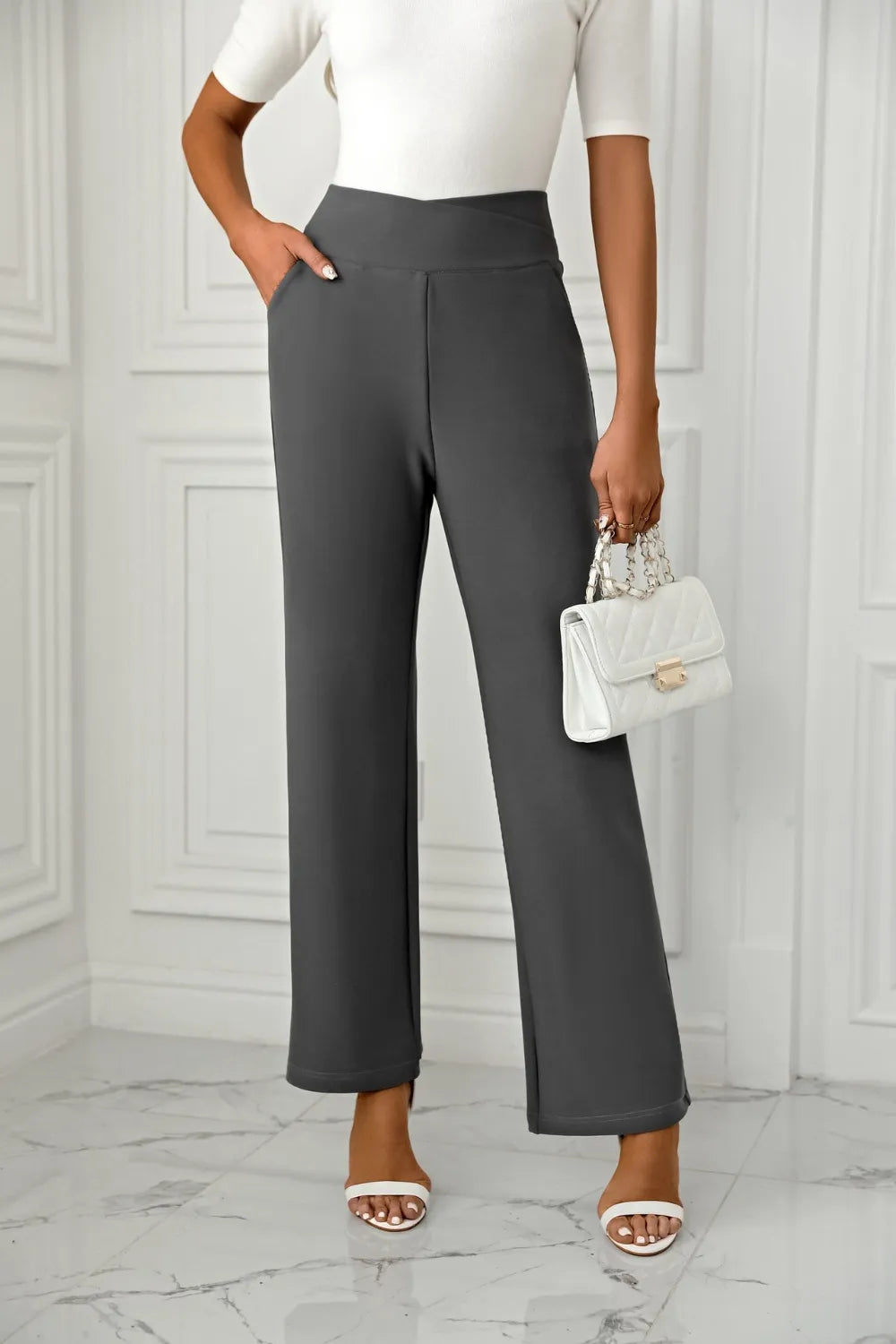 High Waist Straight Leg Pants – Trendsi | ClozArt