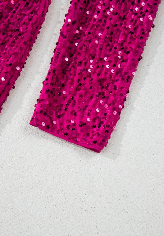 Sequin Surplice Long Sleeve Mini Dress – Trendsi | ClozArt