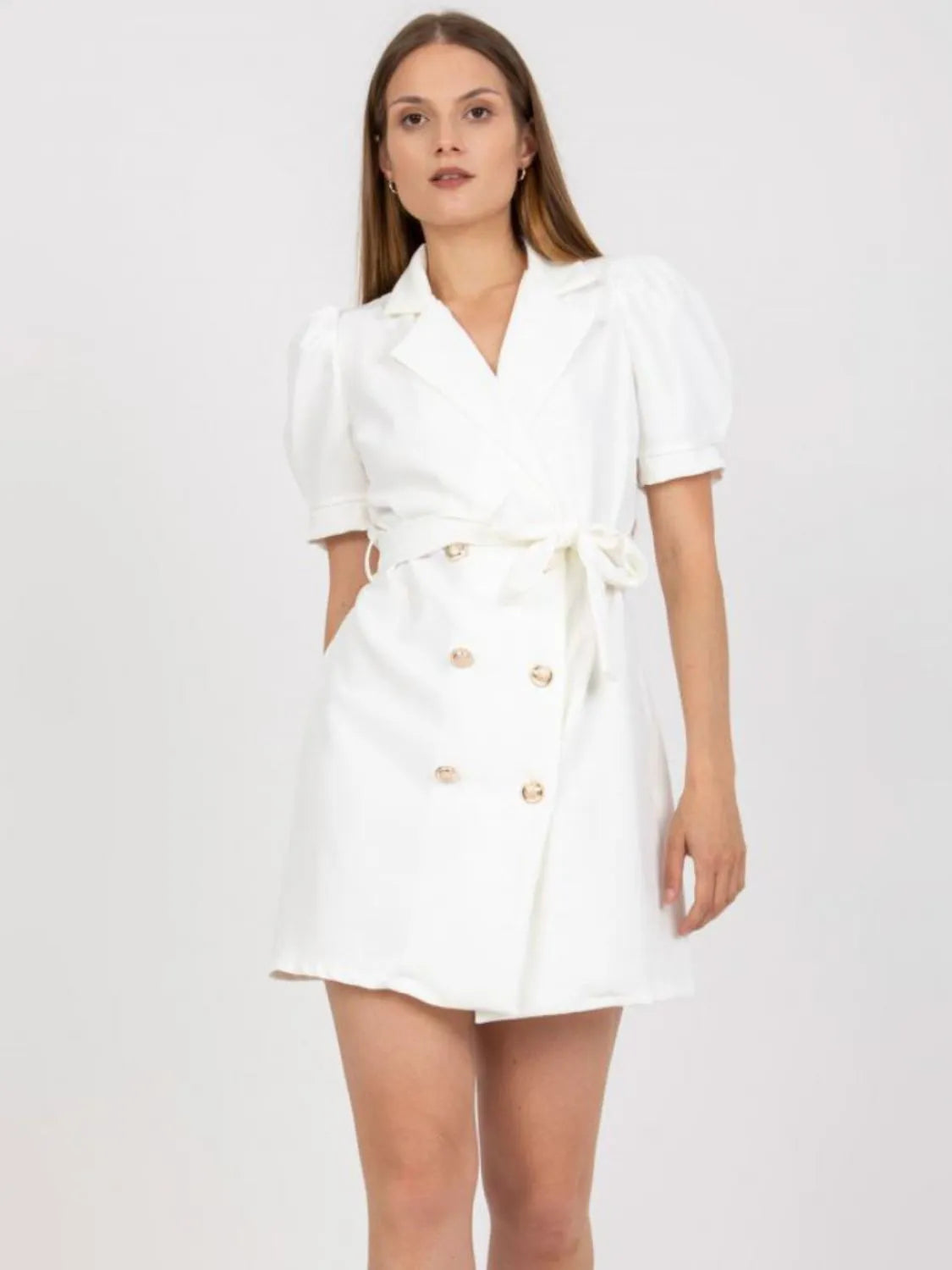 Tie Waist Short Sleeve Blazer Dress – Trendsi | ClozArt