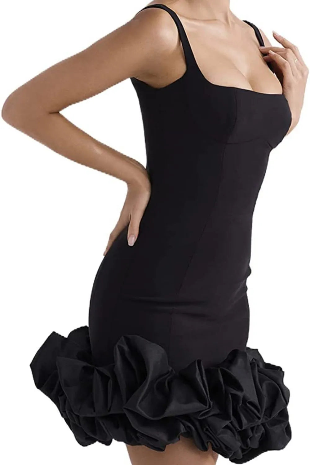 Ruched Square Neck Sleeve Mini Dress – Trendsi | ClozArt
