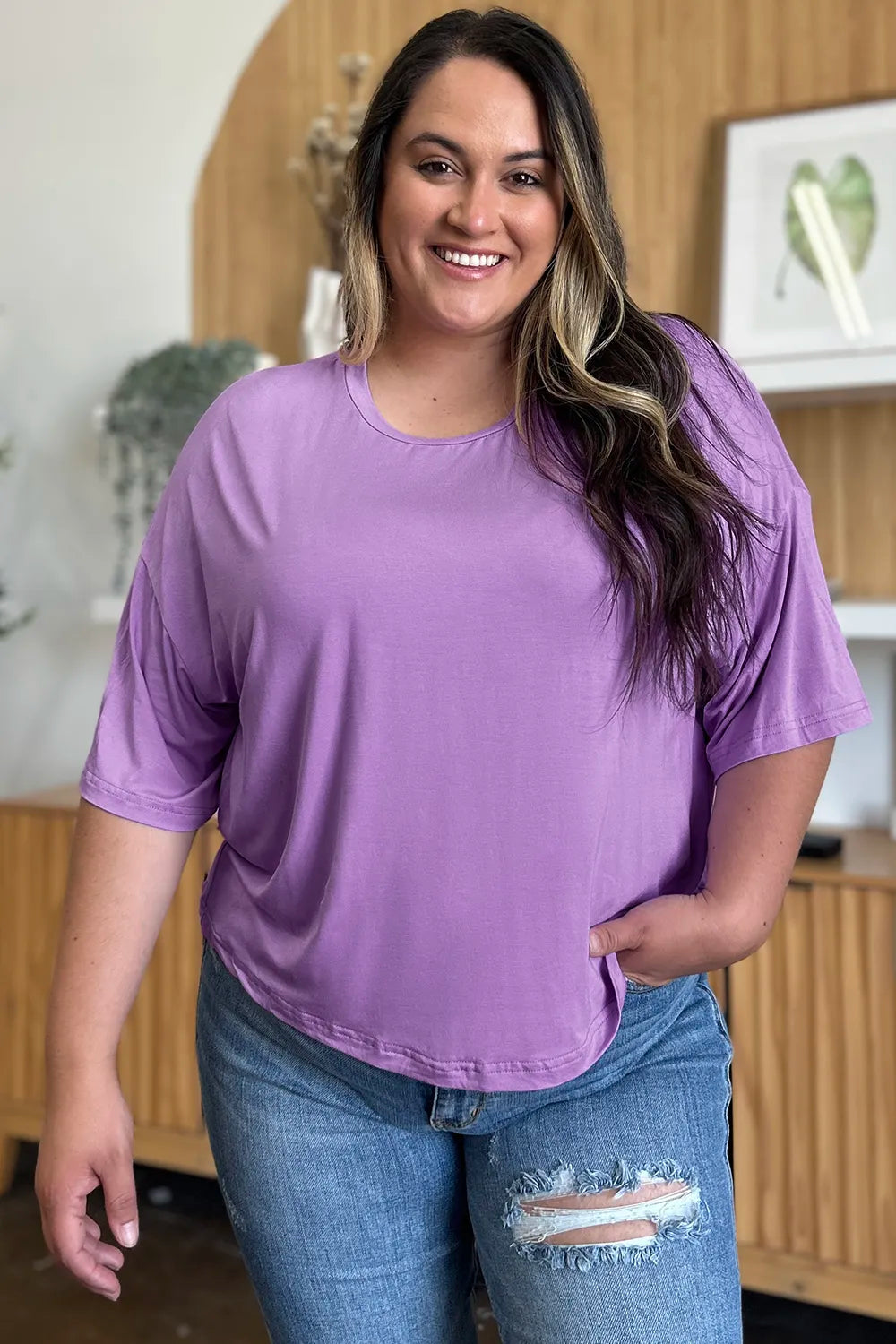 Basic Bae Bamboo Full Size Round Neck Drop Shoulder T-Shirt – Trendsi | ClozArt