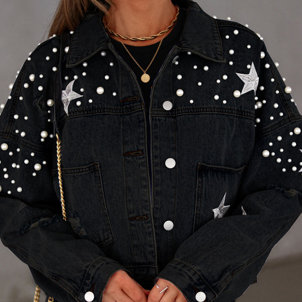 Bead Detail Denim Jacket – Trendsi | ClozArt