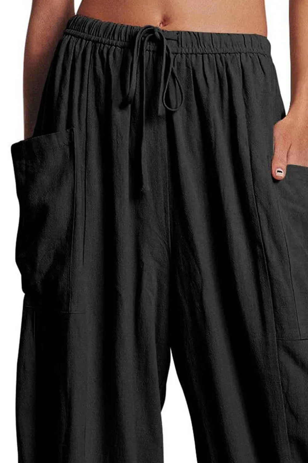 Full Size Pocketed Drawstring Wide Leg Pants – Trendsi | ClozArt