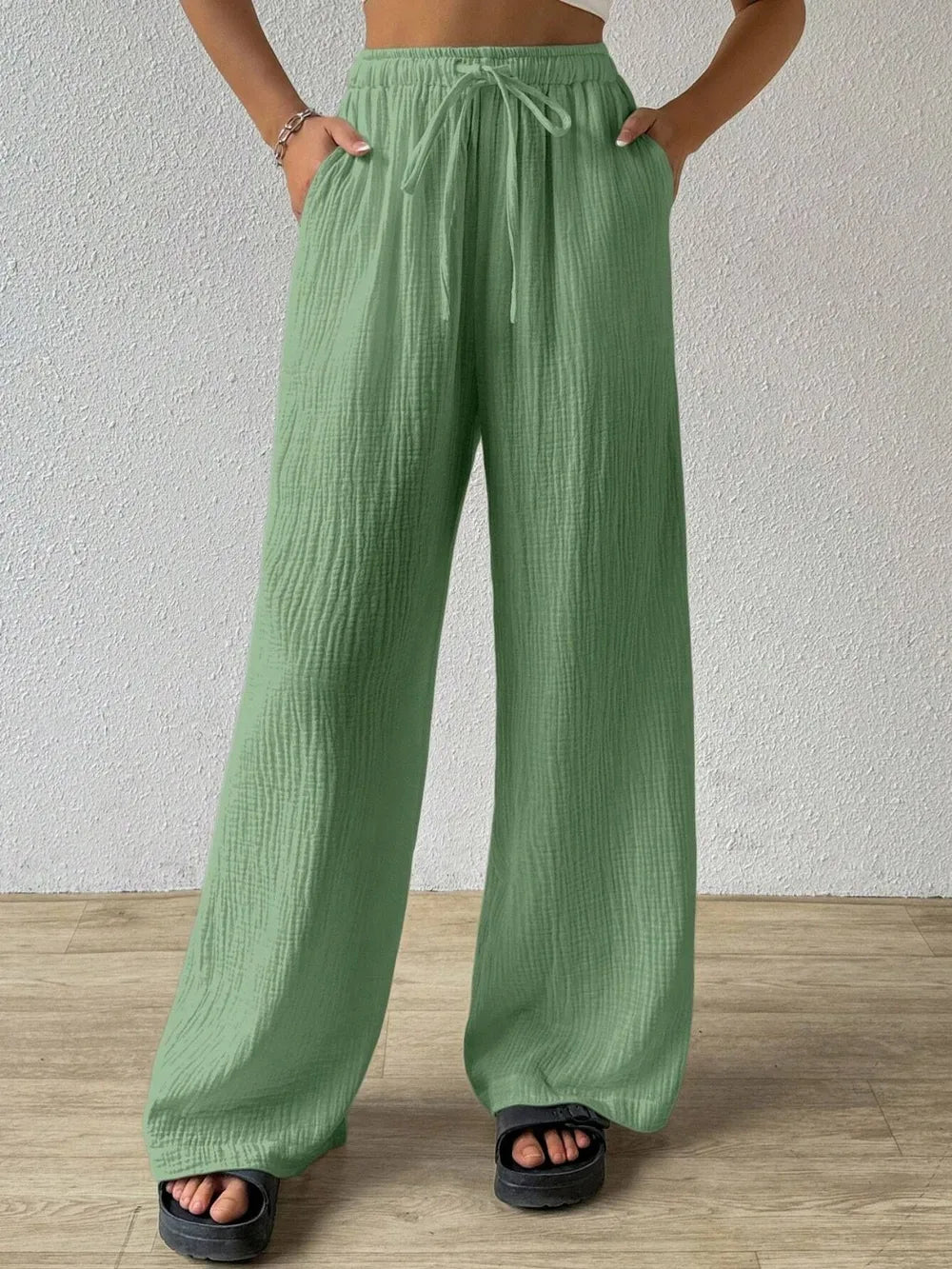 Drawstring Wide Leg Pants – Trendsi | ClozArt