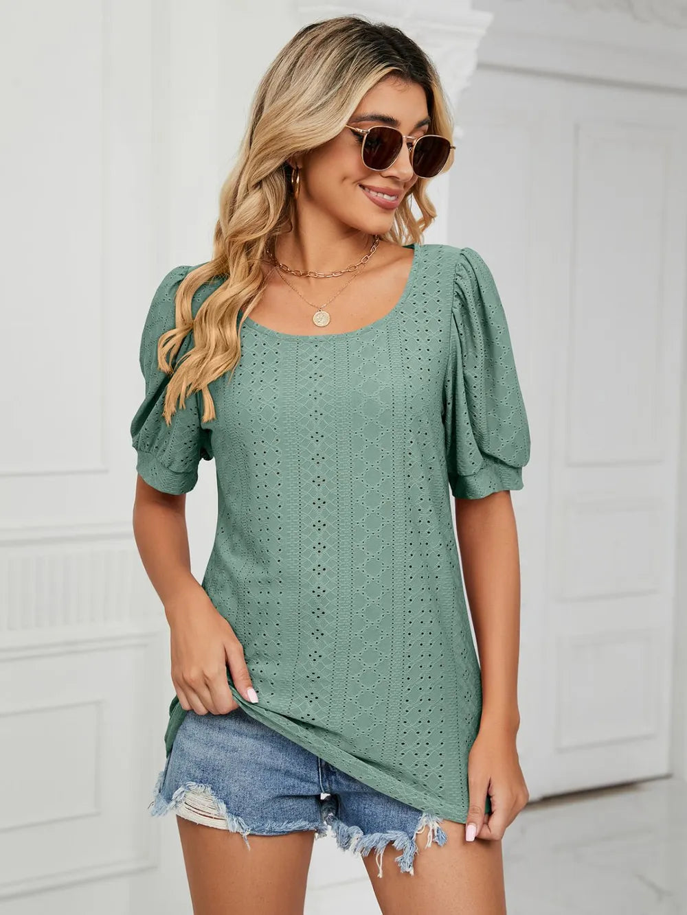 Ruched Notched Long Sleeve T-Shirt – Trendsi | ClozArt
