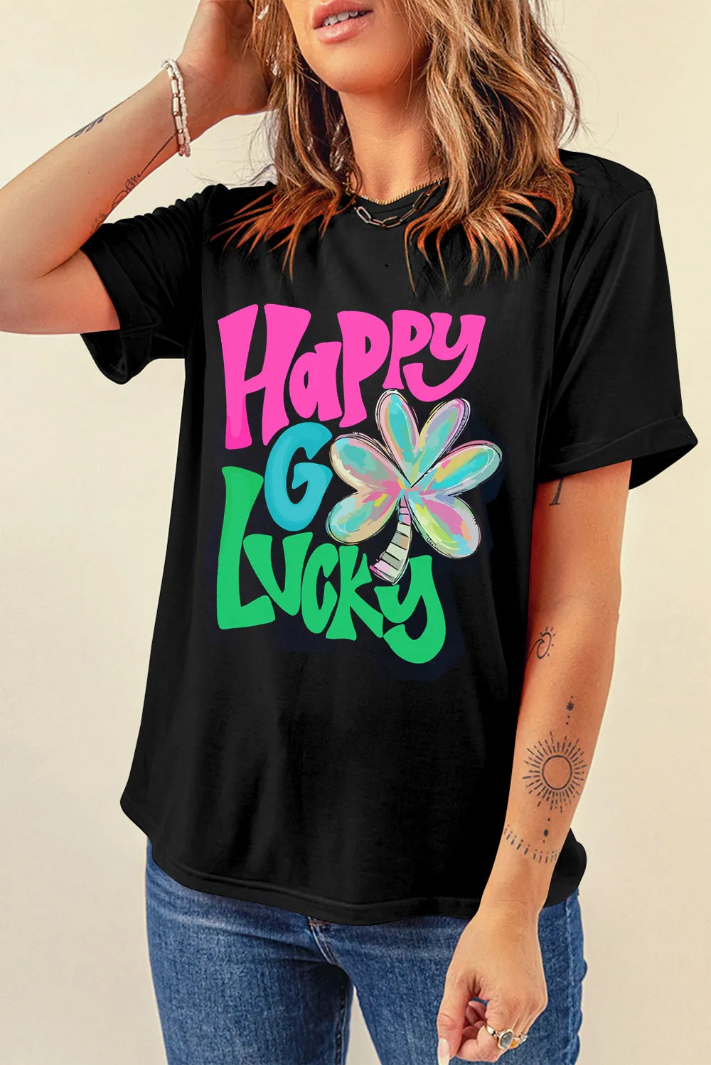 Letter Graphic Round Neck T-Shirt – Trendsi | ClozArt
