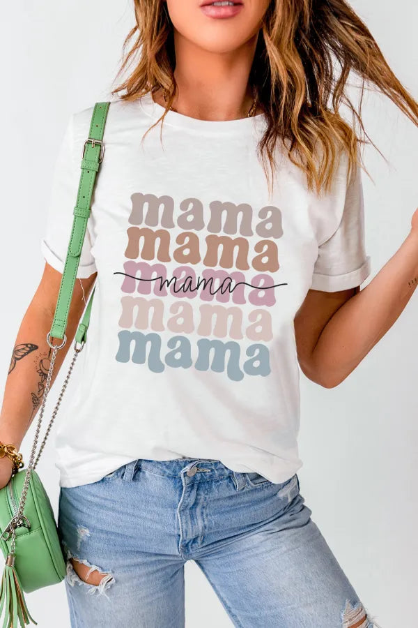 MAMA Letter Crew Neck Tee – Trendsi | ClozArt