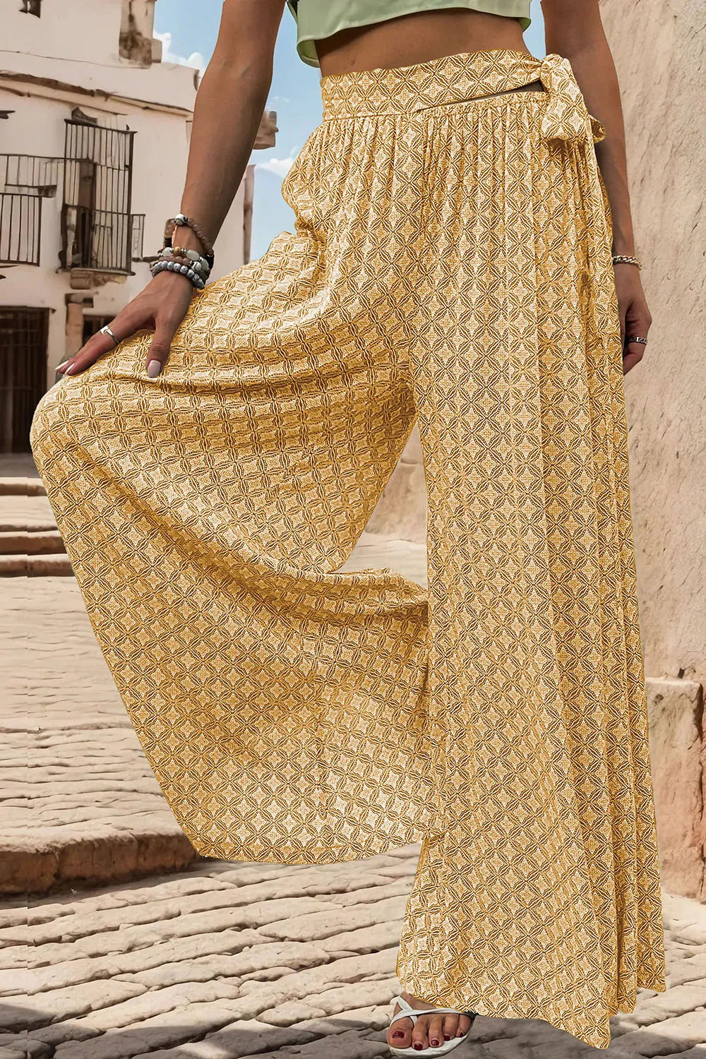 Perfee Printed Tied Wide Leg Pants – Trendsi | ClozArt
