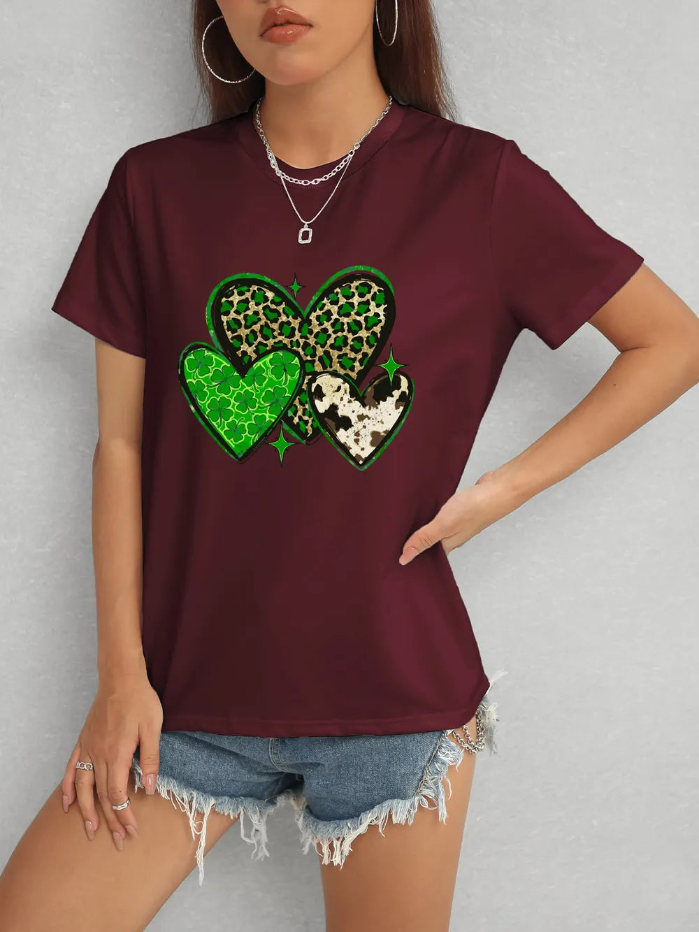Heart Round Neck Short Sleeve T-Shirt – Trendsi | ClozArt