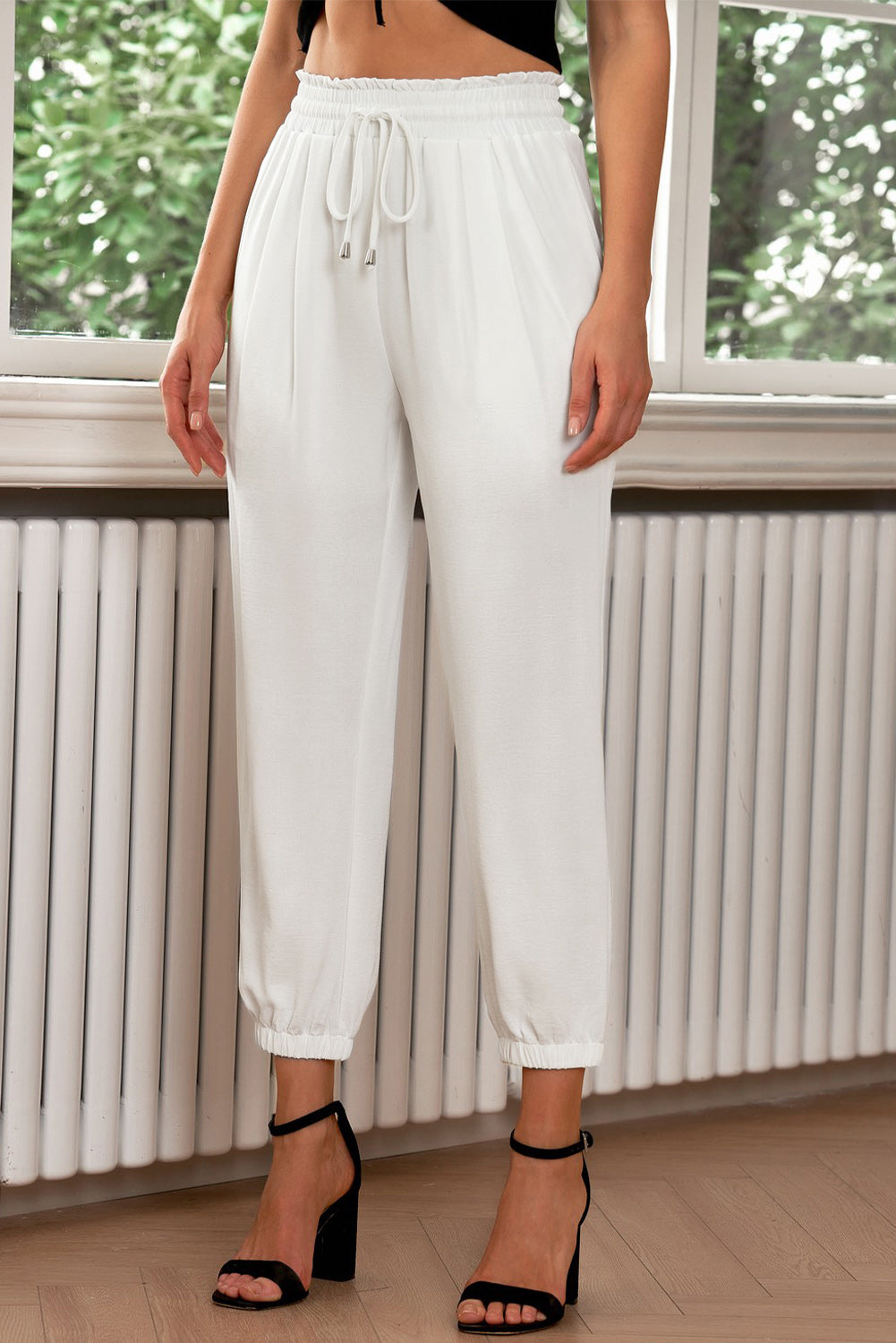 Drawstring Paperbag Waist Cropped Joggers – Trendsi | ClozArt