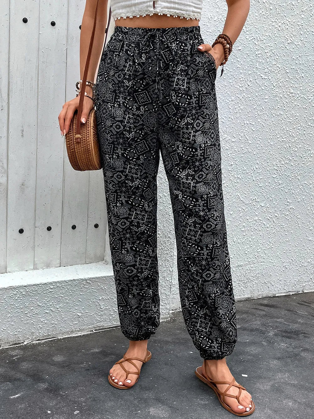 Perfee Printed High Waist Pants – Trendsi | ClozArt