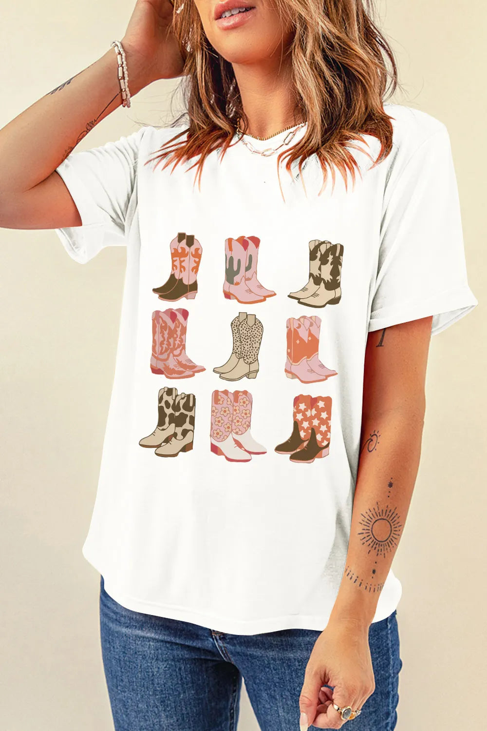Boot Graphic Round Neck Short Sleeve T-Shirt – Trendsi | ClozArt