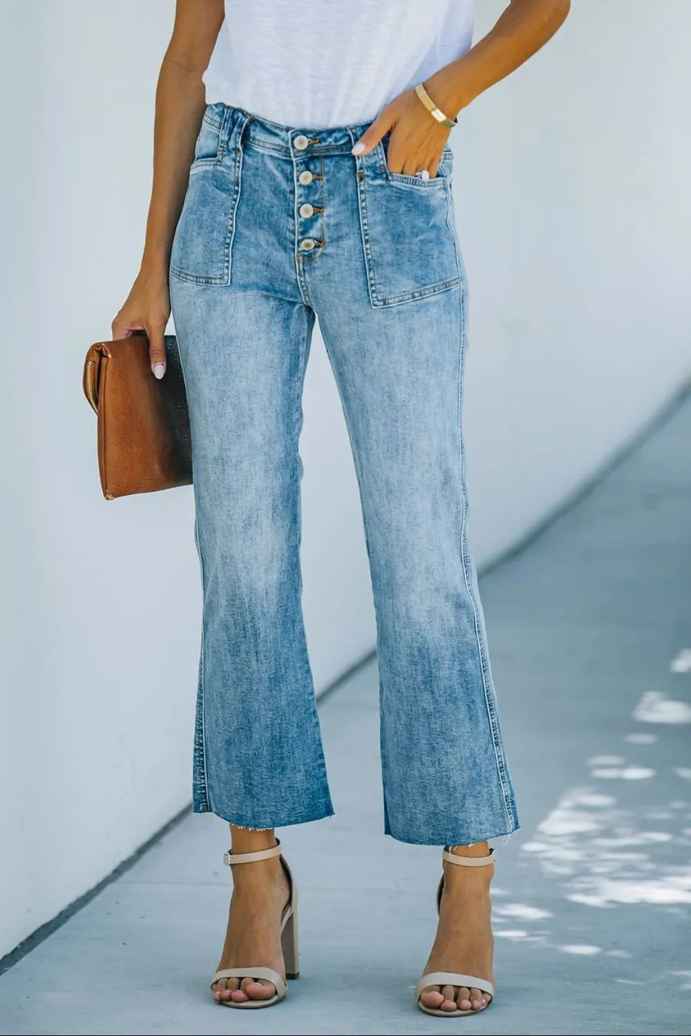 Washed Bootcut Jeans with Pockets – Trendsi | ClozArt